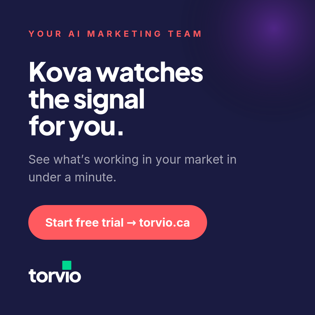 Torvio dashboard showing the daily marketing briefing for a DTC brand