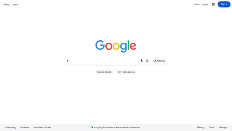 Google Search screenshot in 2026 (EN)