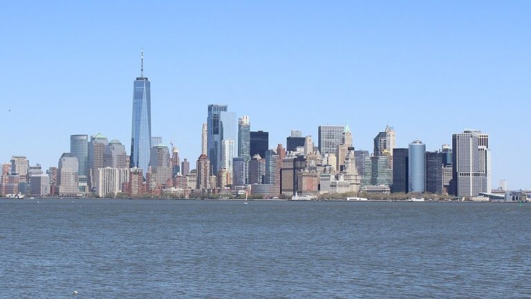 Lower Manhattan, New York skyline from Liberty Island 2021